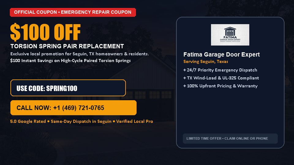 Fatima Garage Door Expert $100 OFF Dual Torsion Spring Replacement